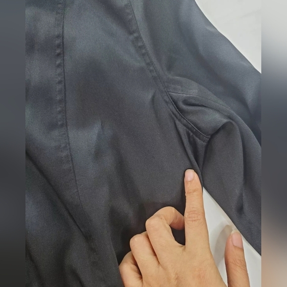 Vntg Women's Jacket Removable Hood Belt Black Silky CS Signature Ukraine Made S - Picture 9 of 11